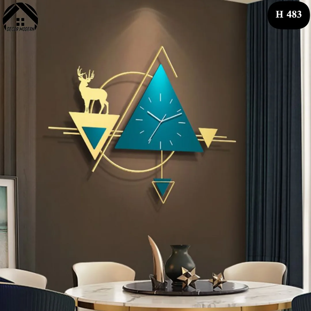ساعت دیواری  مدرن ترکیب چوب و فلز  کد H483