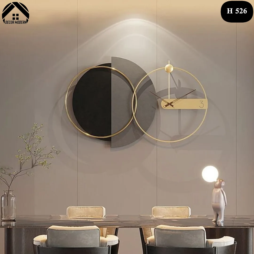 ساعت دیواری مدرن ترکیب چوب و فلزکد H 526